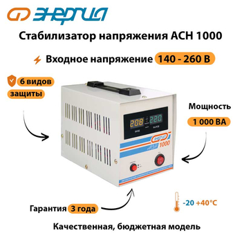 Однофазный стабилизатор напряжения Энергия АСН 1000 - Стабилизаторы напряжения - Стабилизаторы напряжения для котлов - . Магазин оборудования для автономного и резервного электропитания Ekosolar.ru в Владикавказе