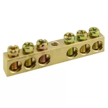 Шина PEN TS-0609C 6х9 6 отверстий крепление по центру Энергия - Электрика, НВА - Щитки и аксессуары для монтажа - Шины нулевые - . Магазин оборудования для автономного и резервного электропитания Ekosolar.ru в Владикавказе