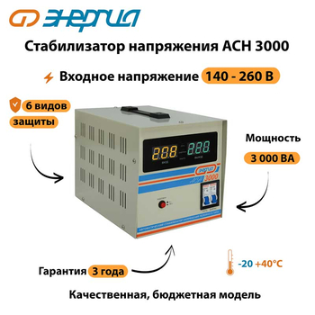 Однофазный стабилизатор напряжения Энергия АСН 3000 - Стабилизаторы напряжения - Однофазные стабилизаторы напряжения 220 Вольт - Энергия АСН - . Магазин оборудования для автономного и резервного электропитания Ekosolar.ru в Владикавказе