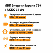 ИБП Энергия Гарант 750 + Аккумулятор S 75 Ач - 12В (450Вт - 91мин) - ИБП и АКБ - ИБП для котлов - . Магазин оборудования для автономного и резервного электропитания Ekosolar.ru в Владикавказе