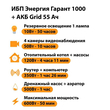 ИБП для котла Энергия Гарант 1000 + Аккумулятор Grid 55 Ah 12 v (600Вт - 50мин) - ИБП и АКБ - ИБП для котлов - . Магазин оборудования для автономного и резервного электропитания Ekosolar.ru в Владикавказе